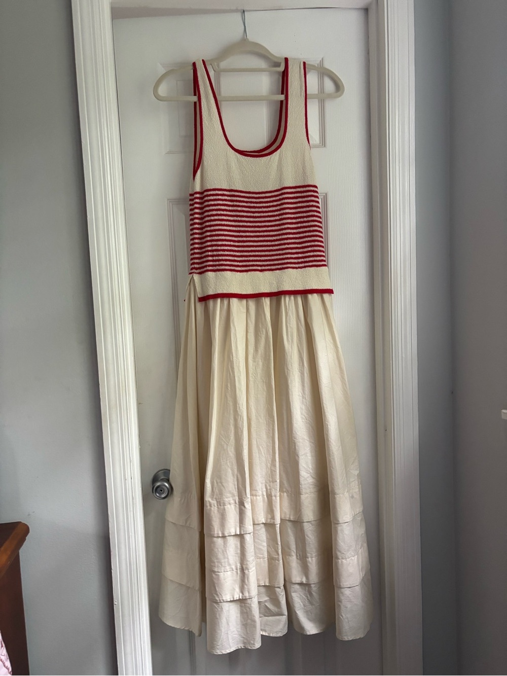 Moon River Red Striped Knit Tank Dress size L